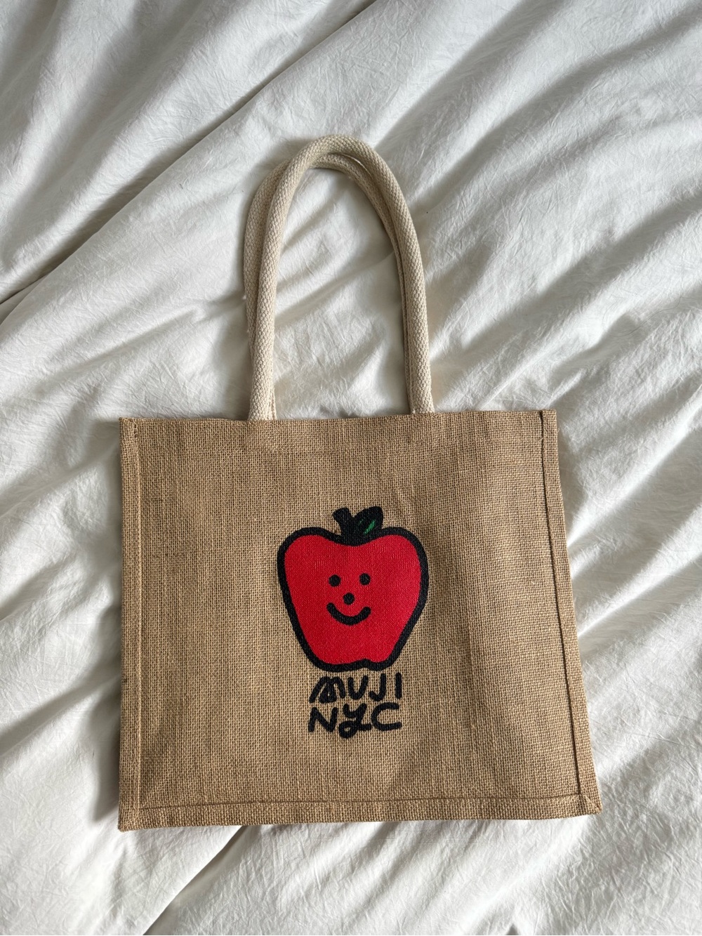 Muji NYC Red Apple Jute Tote
